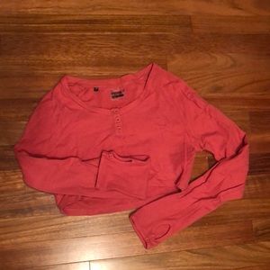 gymshark legacy crop top long sleeved brick red S